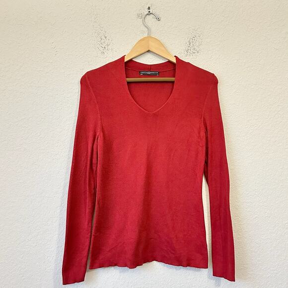 PERUVIAN CONNECTION Sweater Carmine Red Pullover Pima Cotton Knit Preppy - Picture 1 of 7